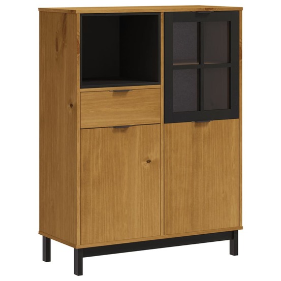 Buffet bahut commode armoire meuble de rangement organisateur cuisine salle de séjour salon avec porte vitrée flam 92 x 40 x