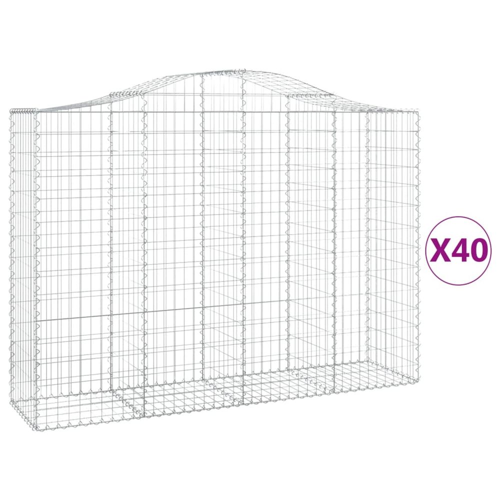 Paniers à gabions arqués 40 pcs 200x50x140/160 cm fer galvanisé