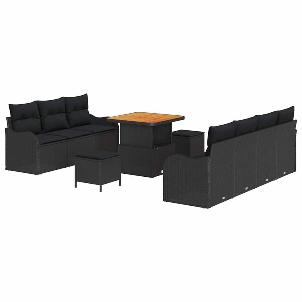 Ensemble de canapé de jardin avec coussin 10 pcs noir