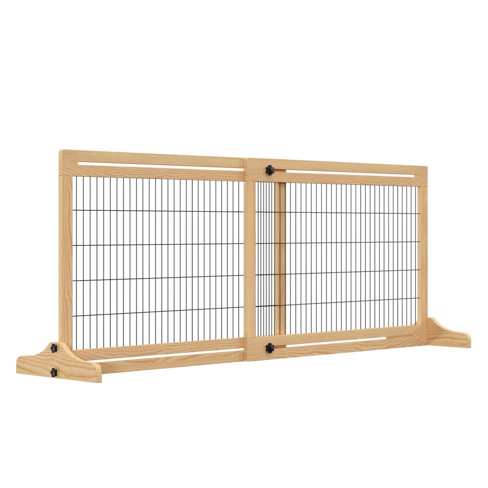Barrière sécurité chien bois pin extensible autoportante pieds stables 180cm naturel