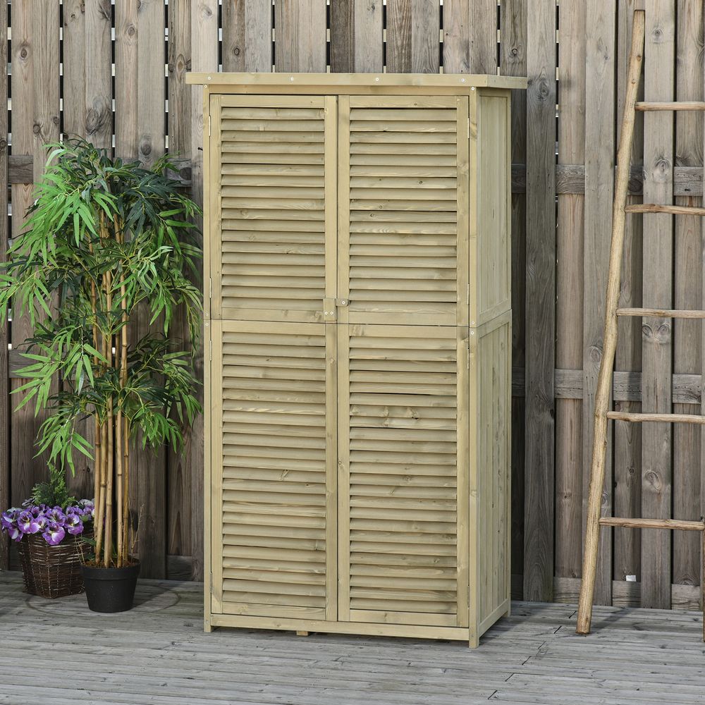 Armoire jardin bois sapin rangement outils extérieur étanche gris 160cm - comfortxl outdoor living