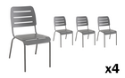 Lot de 4 chaises de jardin empilables kleo gris   mwh®