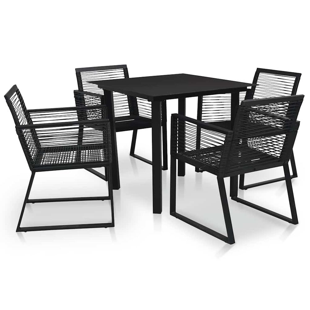 Ensemble à manger d'extérieur 5 pcs rotin pvc noir