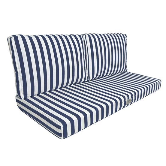 Coussins pour salon de jardin déhoussable 120x60cm rayure bleu marine