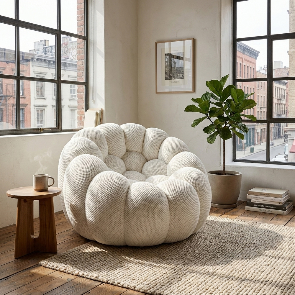 Fauteuil de salon cocoon 1 place - blanc