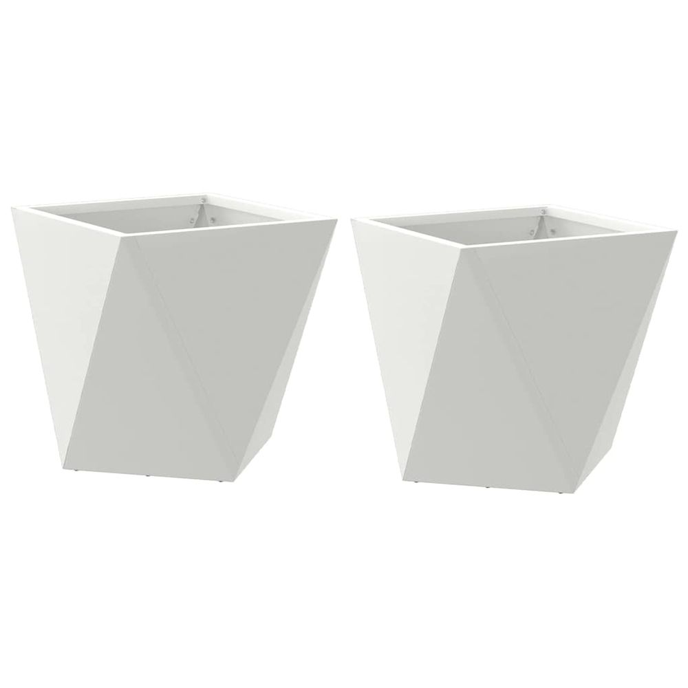 Jardinière 2 pcs blanc 30 x 30 x 30 cm acier