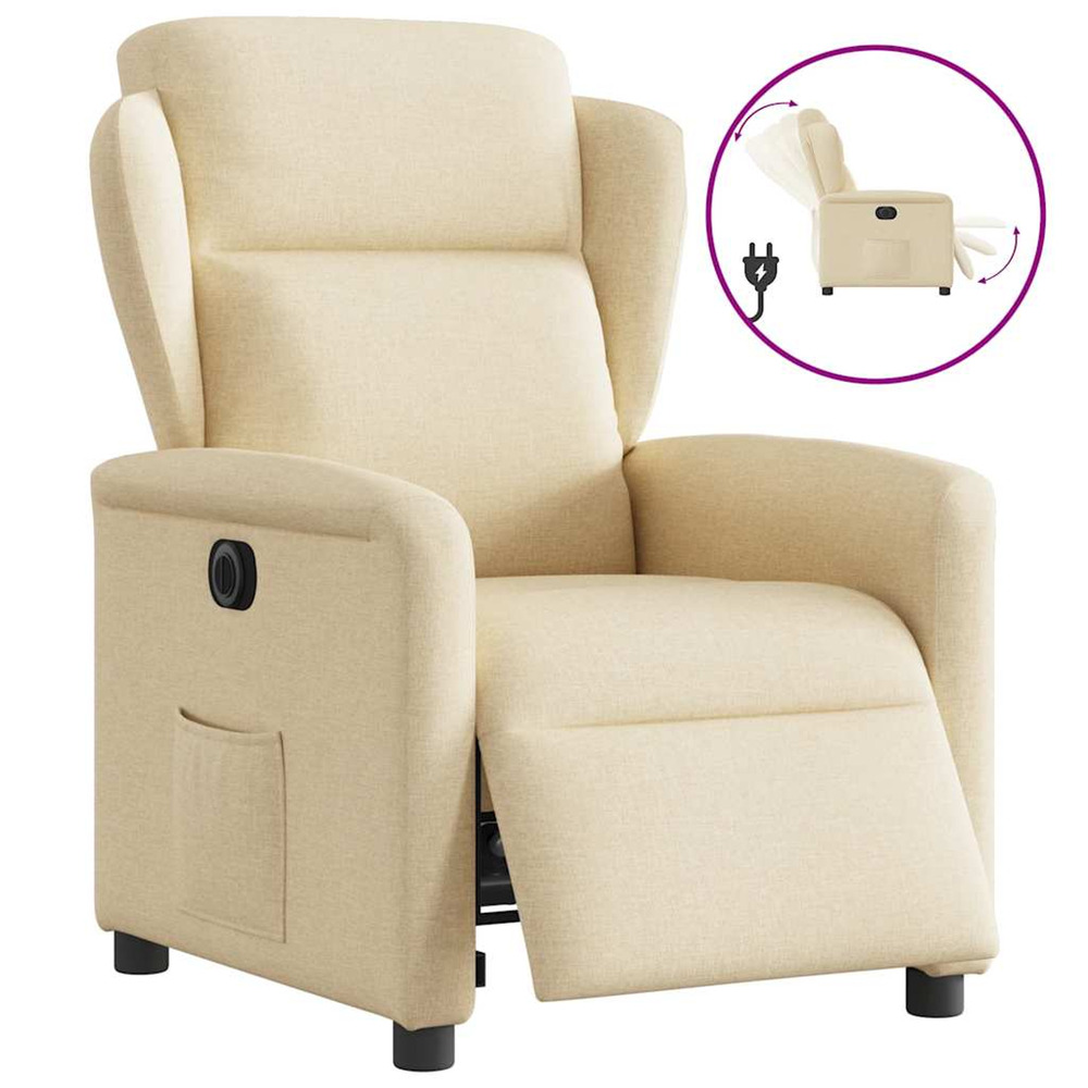 Fauteuil inclinable électrique crème tissu