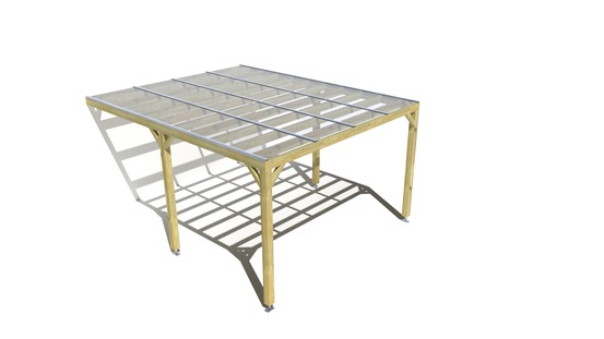 Pergola bois • 4m x 5m • adossée • sens largeur • couverture étanche transparente incluse • livraison comprise