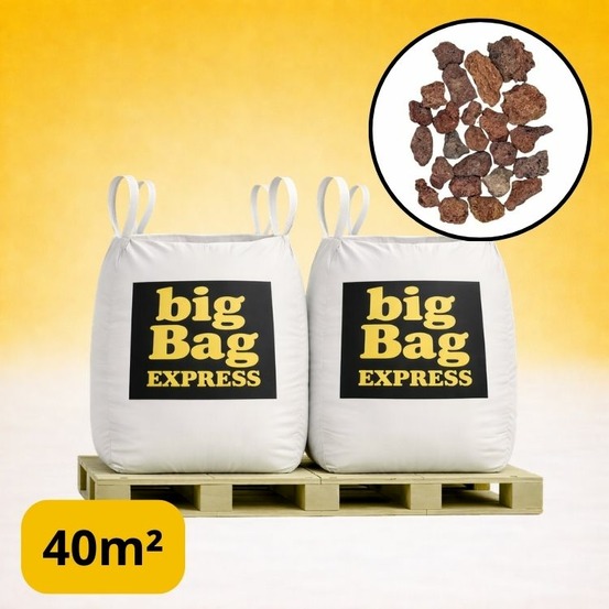 Pack 2 x big bag de 1m3 (+/- 40m²) gravier pouzzolane rouge / noir 12/20 mm - livraison standard