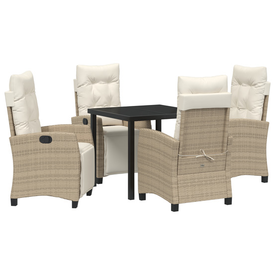 Ensemble de mobilier de jardin 5 pièces en rattan beige