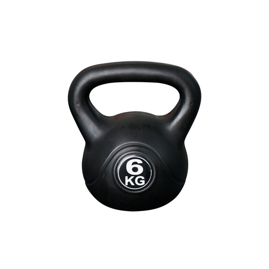 Kettlebell 6 kg - plastique - pour une utilisation intérieure et extérieure - noir