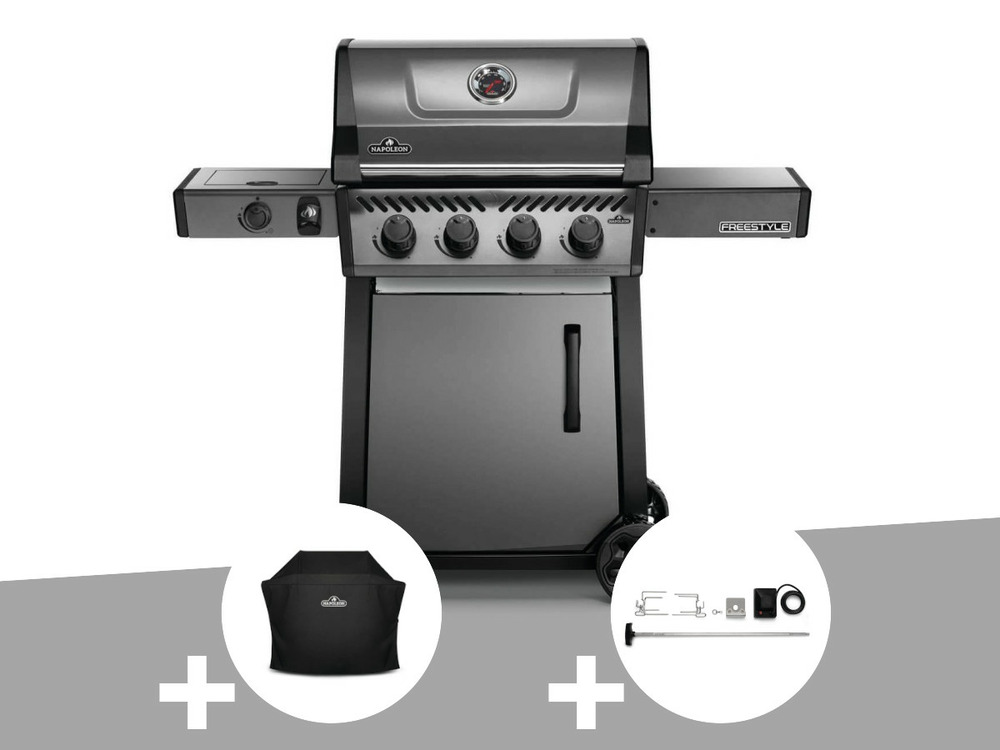 Barbecue à gaz freestyle f425sib - 4 brûleurs + sizzle zone + housse de protecti
