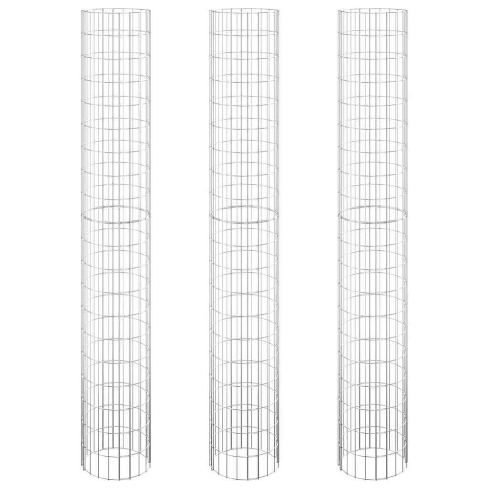 Lit surélevé à gabion circulaire 3pcs acier galvanisé ø30x200cm