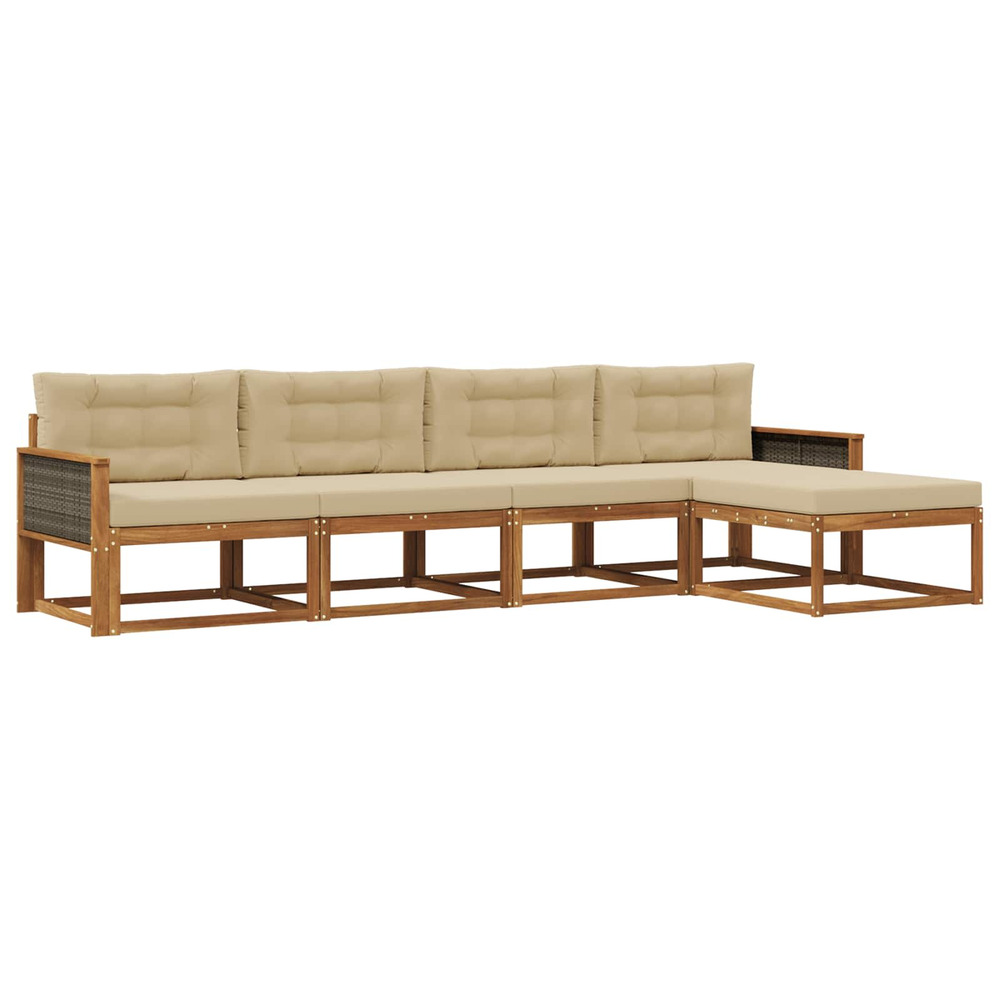 Ensemble de canapés d'extérieur 5 pcs naturel et beige