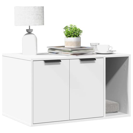 Grande maison de toilette chat bois multifonction blanc 80cm