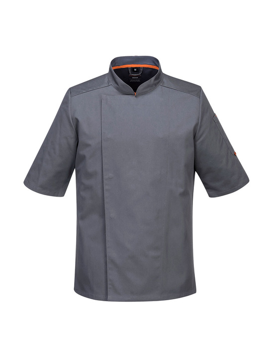 Veste de cuisinier maille pro s/s couleur : gris ardoise taille m - portwest