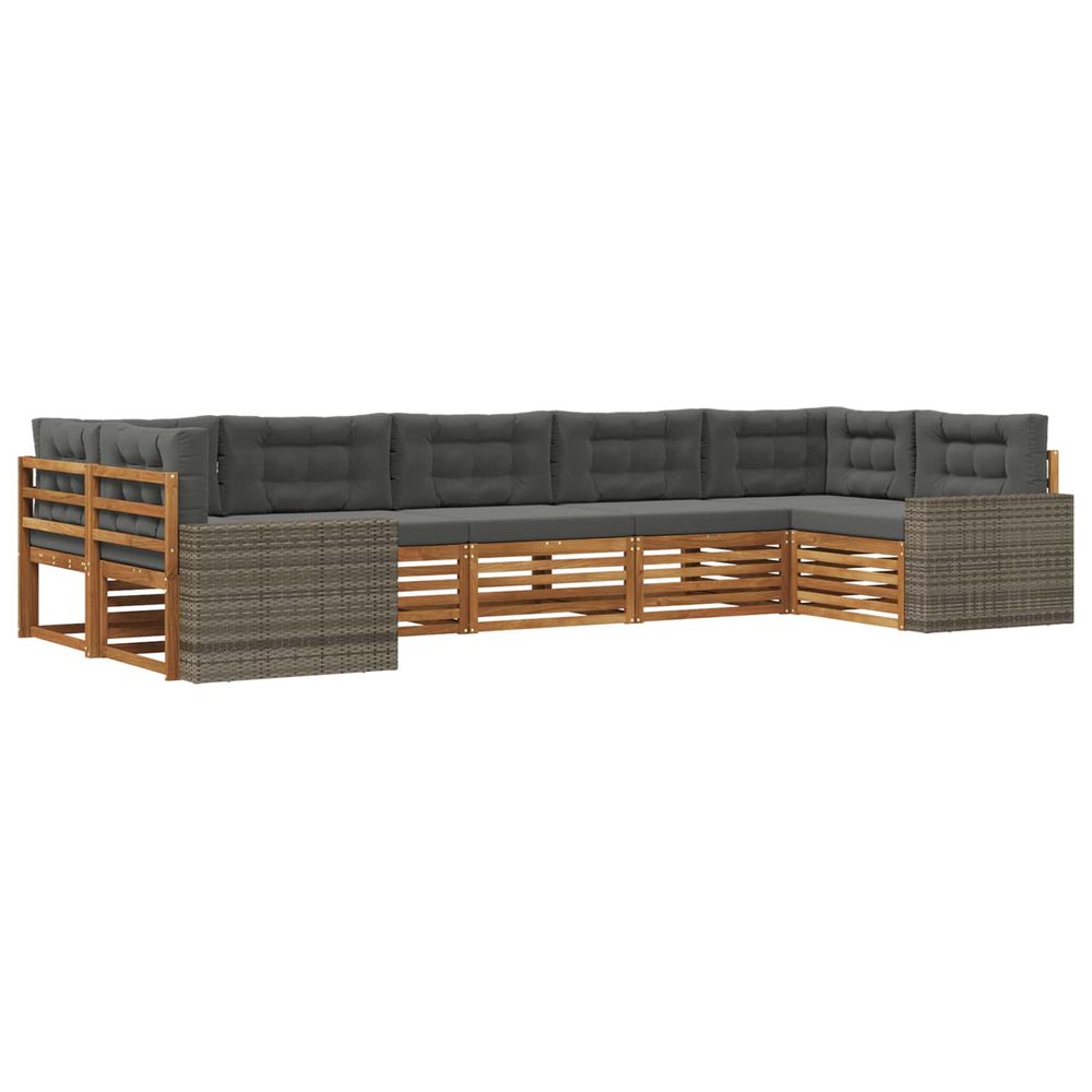 Ensemble de canapés d'extérieur 7 pc naturel et anthracite