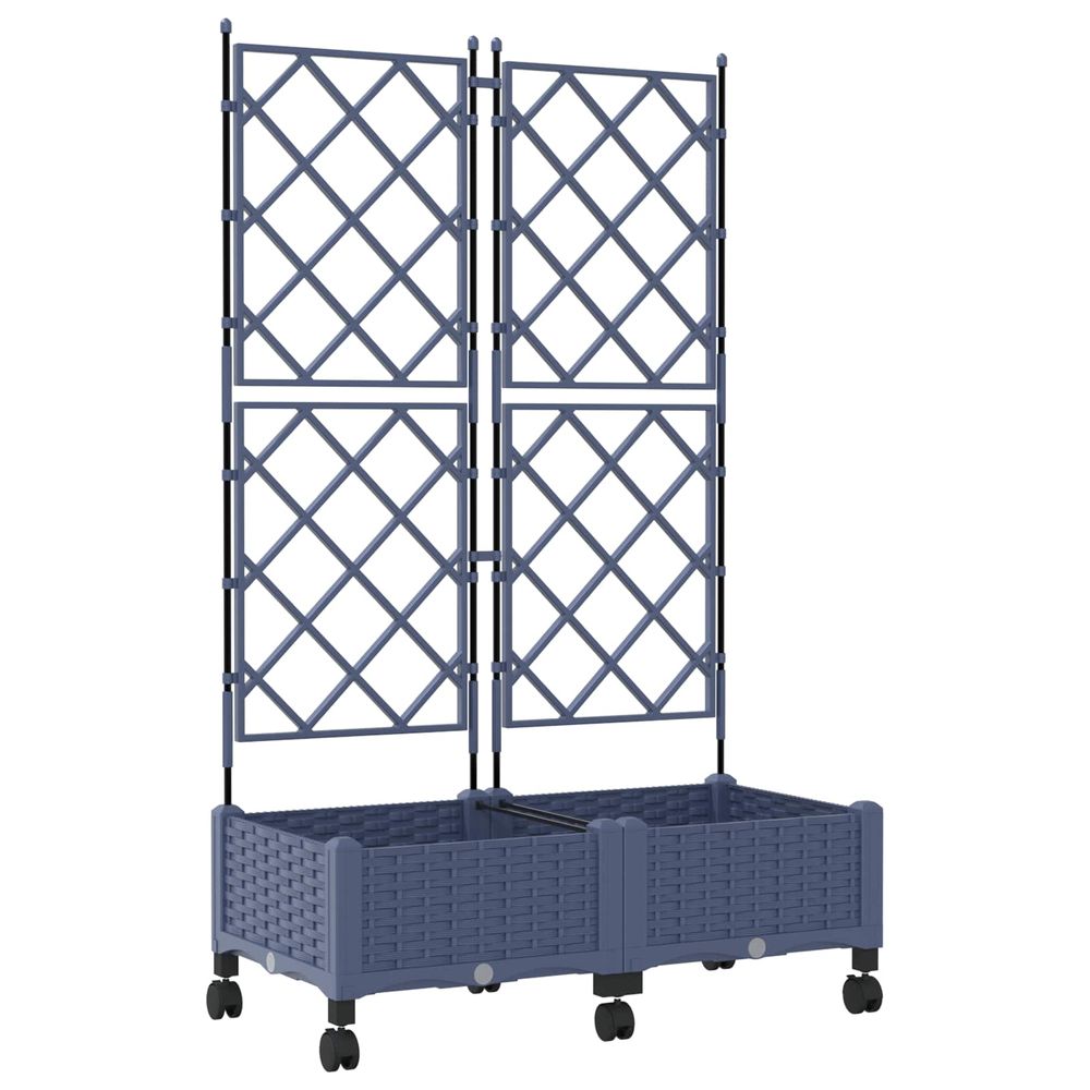 Bac de jardin avec treillis et roues 2 pc gris pp