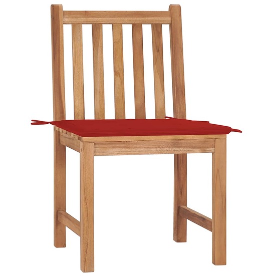 Chaises de jardin lot de 2 avec coussins bois de teck massif