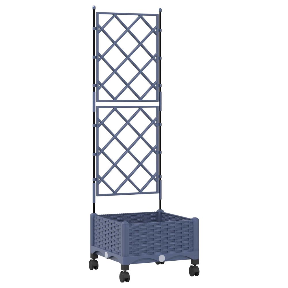 Bac de jardin avec treillis et roues gris 40 x 40 x 131,5 cm pp