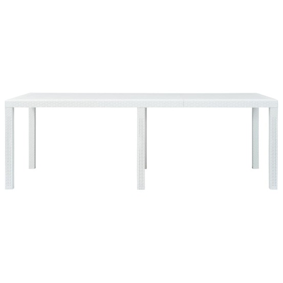 Table de jardin blanc 220x90x72 cm plastique aspect de rotin