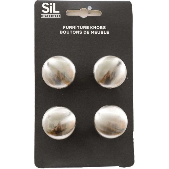 Ensemble de 4 boutons de meuble en alu argenté