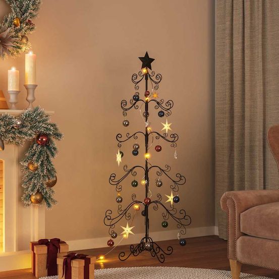 Sapin de noël pyramide en métal à décorer pour intérieur et jardin noir 150 cm
