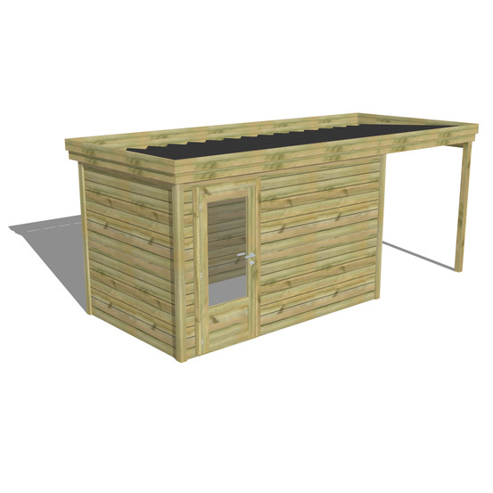 Abri de jardin bois pin traité autoclave 27mm - 5,44x2,14m / 12m2 - bac acier - abri français