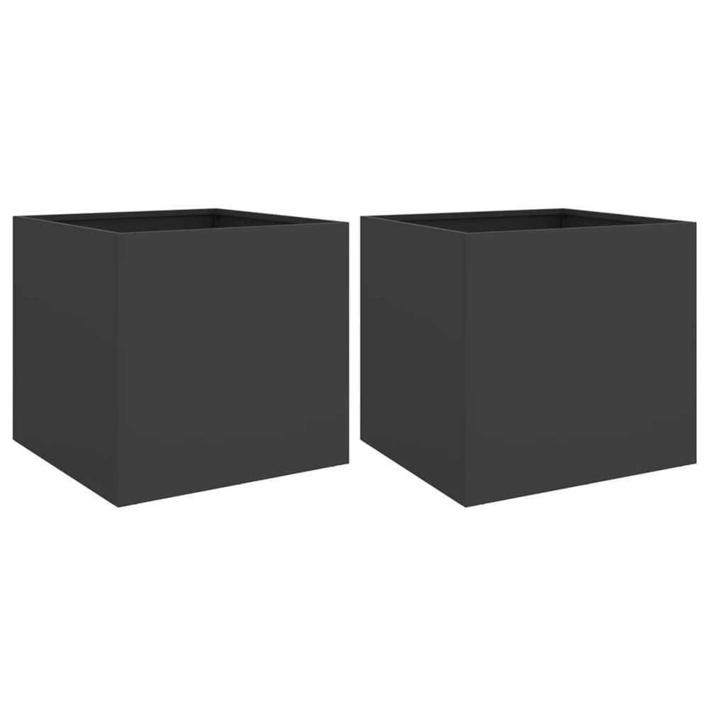 Jardinière d'extérieurs 2 pcs noir 49x47x46 cm acier