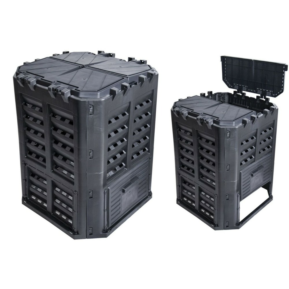 Composteur de jardin 360l kompobox végétaux pelouse humus déchets 69x69xh84 cm