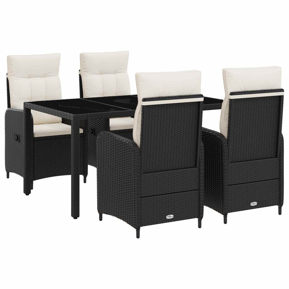 Ensemble de repas extérieur 5 pc noir et blanc crème polyrotin