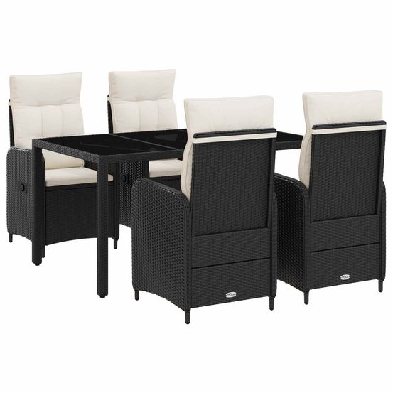 Ensemble de repas extérieur 5 pc noir et blanc crème polyrotin