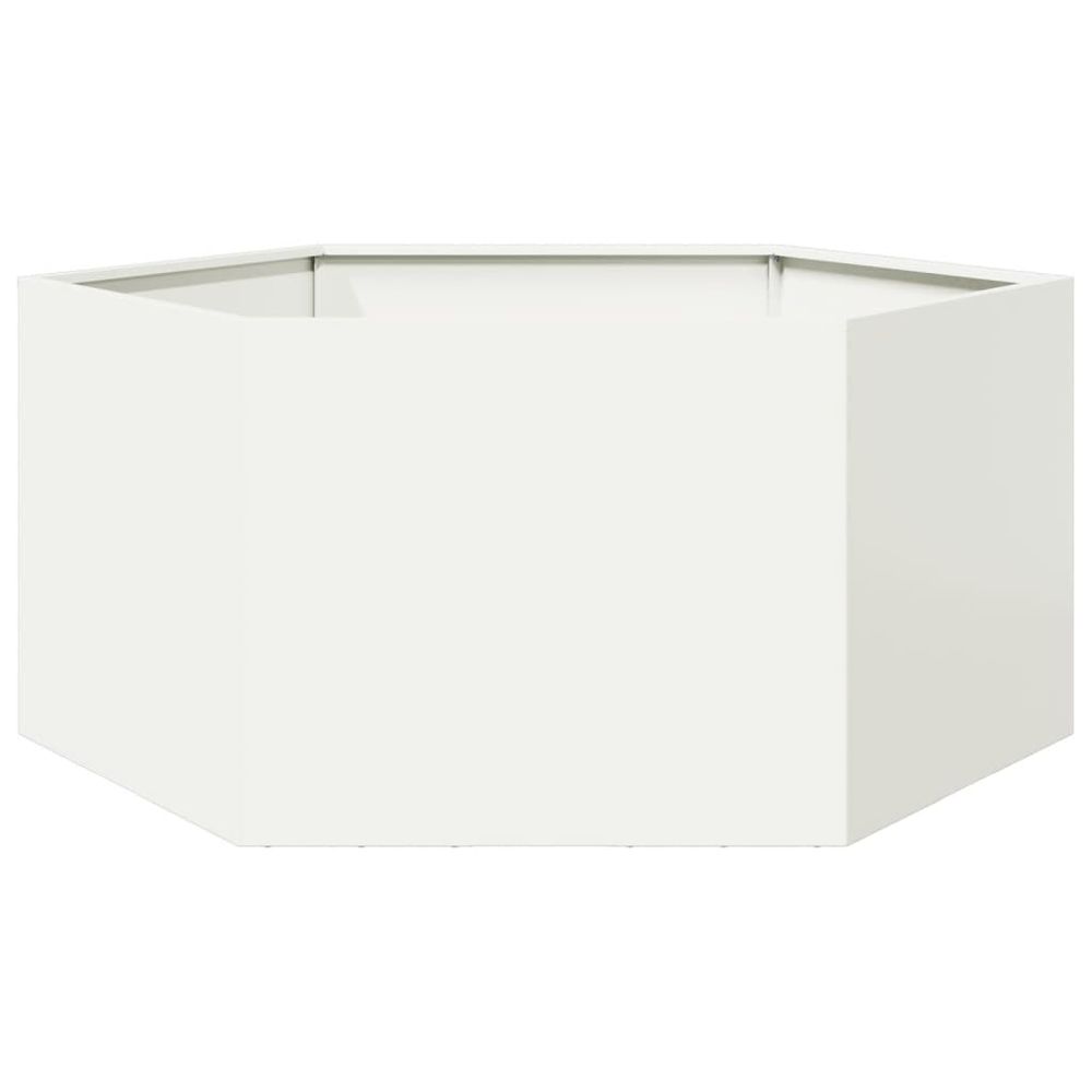 Jardinière hexagonale acier pour jardin potager modulable blanc 104x90x45 cm