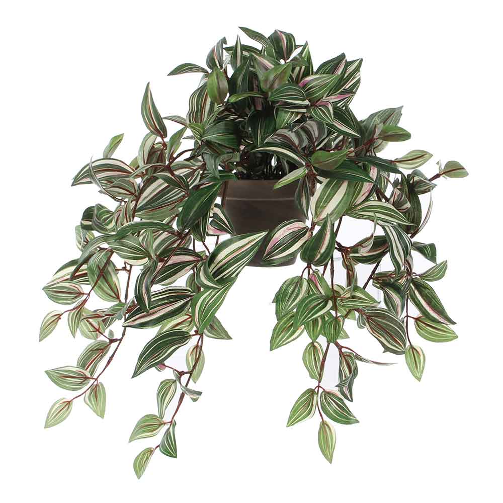 Mica decorations plante artificielle tradescantia - 45x25x25 cm - pe - vert - set de 2