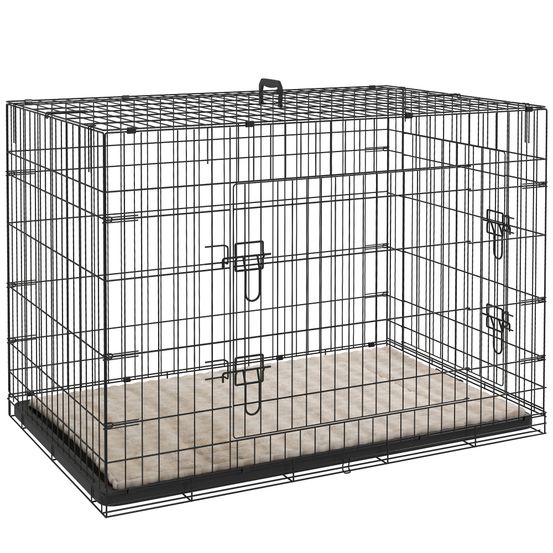 Caisse de transport acier très grand chien pliable accès double 105x70x75cm noir