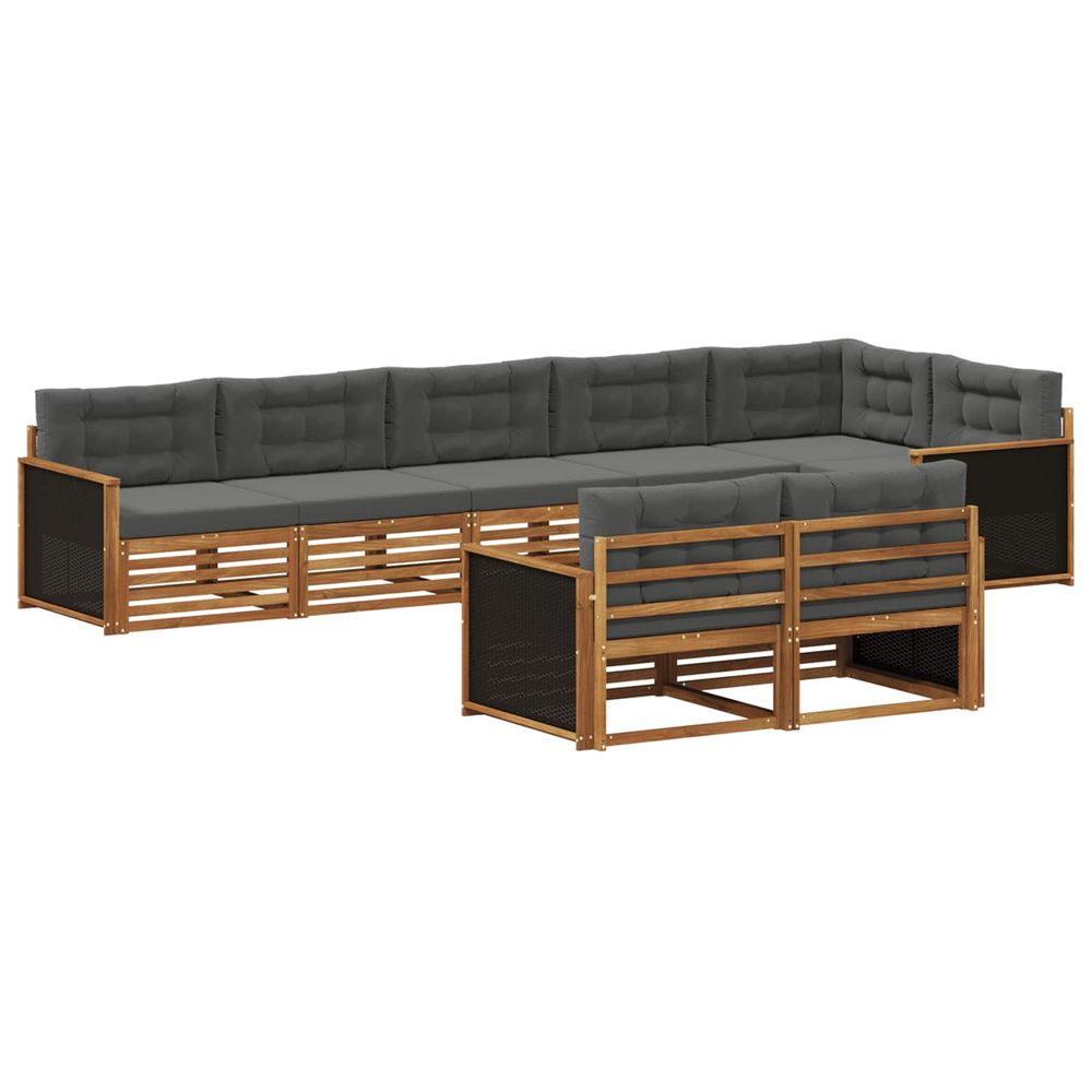 Ensemble de canapés d'extérieur 8 pc naturel et anthracite