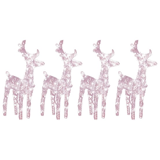 Rennes de noël 4 pcs 160 led blanc chaud acrylique