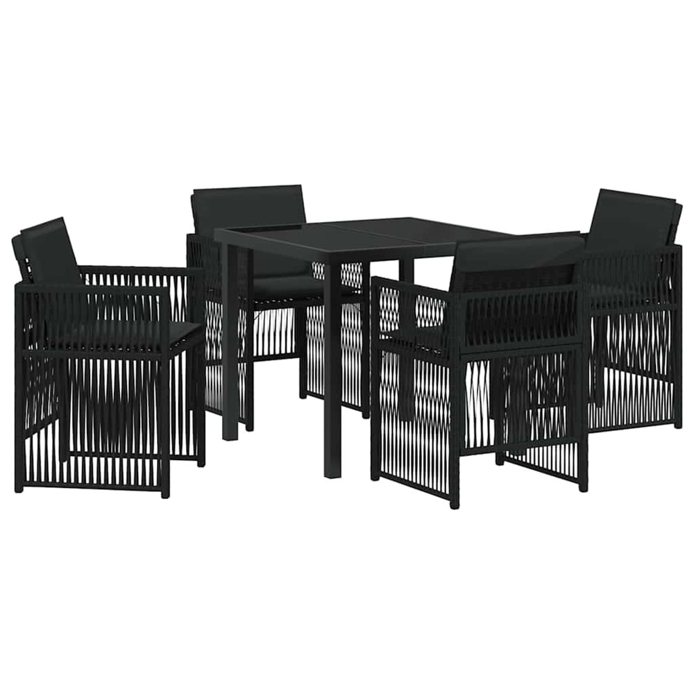 Ensemble de salle à manger pour jardin 5 pcs noir