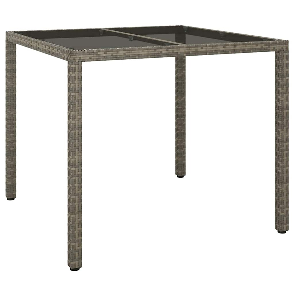 Table de jardin pour repas gris 90 x 90 x 75 cm polyrotin