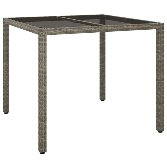 Table de jardin pour repas gris 90 x 90 x 75 cm poly rotin