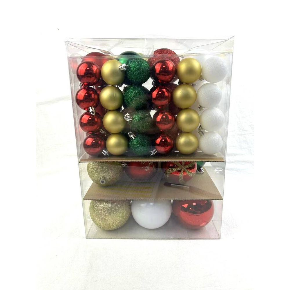 Kit de 60 boules de noël rena en plastique décorées