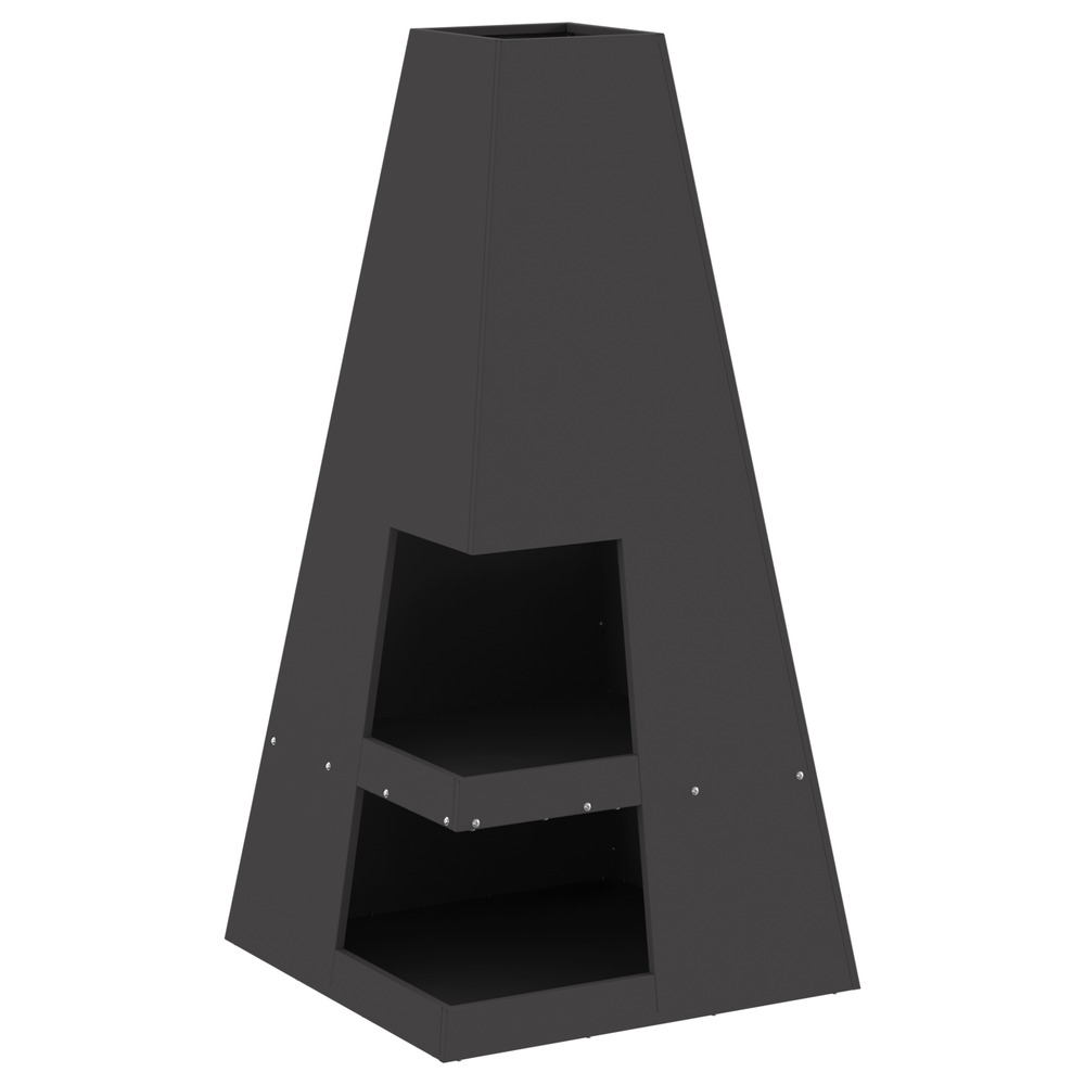 Foyer avec rangement pour bûches noir 50x50x100 cm acier