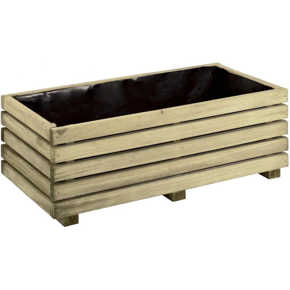 Jardinière en pin traité autoclave avec film de protection kub 80 cm