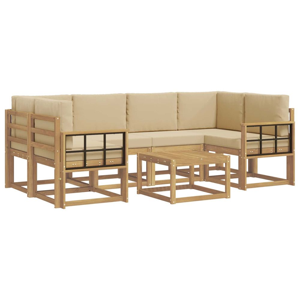 Ensemble de canapés d'extérieur 7 pc blanc et beige