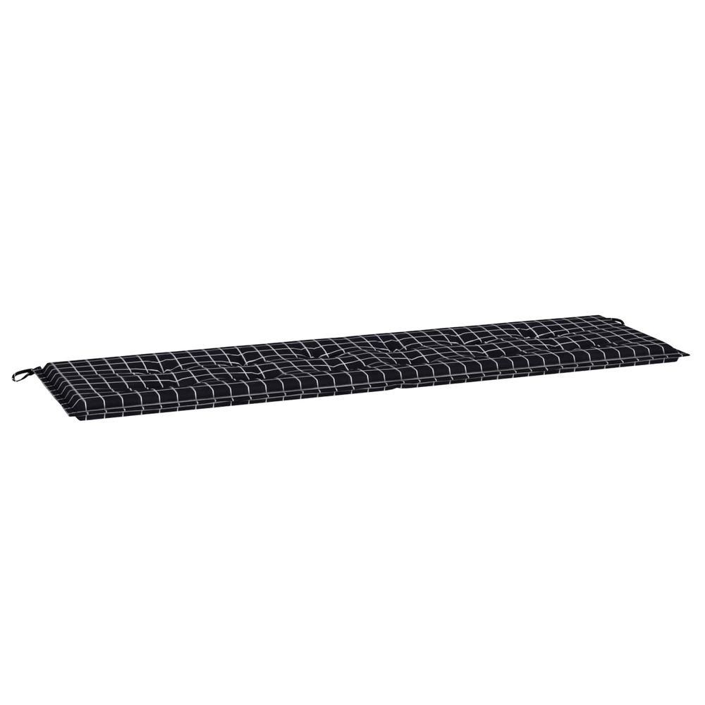 Coussin de banc tissu oxford carreaux noirs 180 x 50 x 3 cm