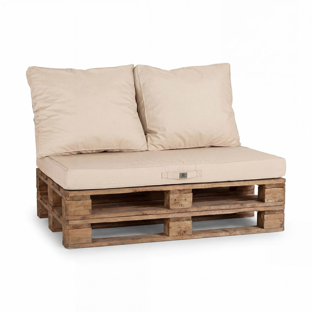 Lot de 3 coussins pour palette déhoussables en polyester beige