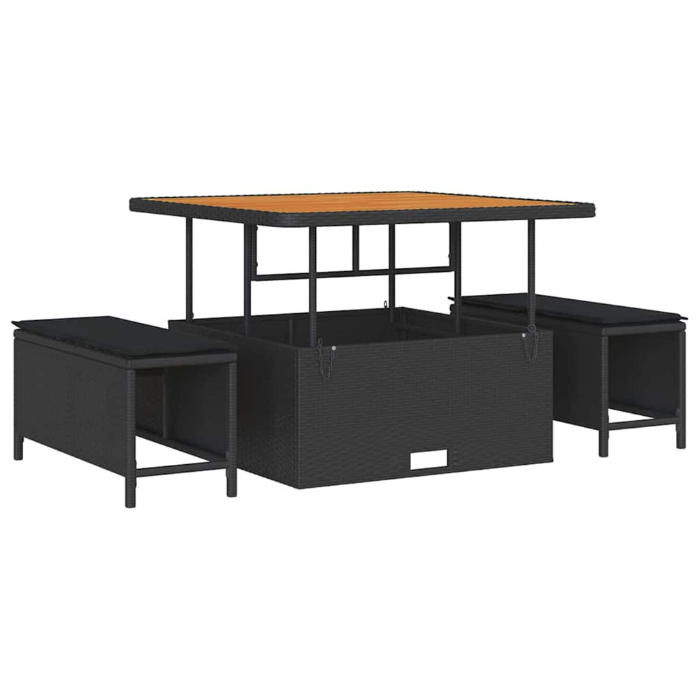 Ensemble de salle à manger pour jardin noir poly rotin