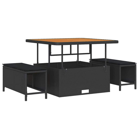 Ensemble de salle à manger pour jardin noir poly rotin