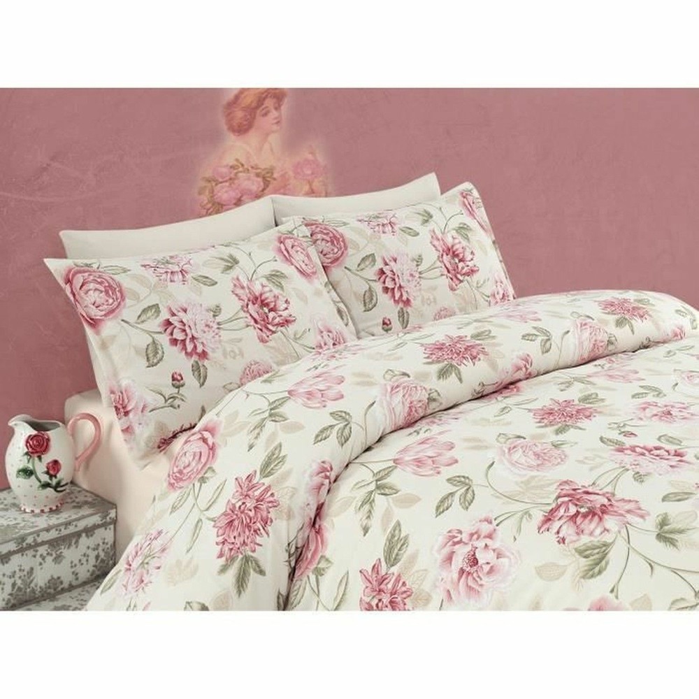 Parure de lit - housse de couette 220 x 240 + 2 taies d'oreiller 60 x 60, 65% coton- crème