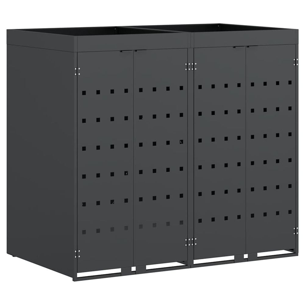 Rangement de poubelle à roulettes pour 2 poubelles anthracite